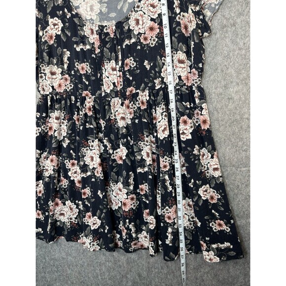 Torrid Floral Babydoll Hi Low Tunic Top Size 2X Scoop Neck Boho Chic - Picture 3 of 6